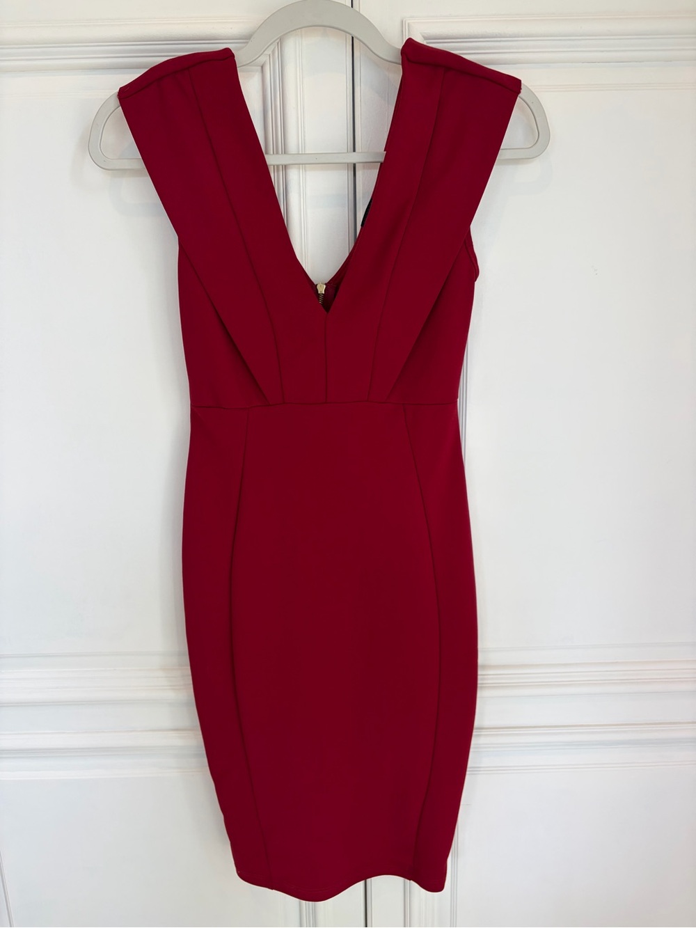 privy Deep V Scarlet Midi Sheath Dress